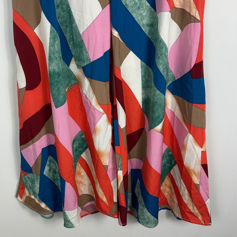 Luukse Wide Leg High Rise Pants Womens Sz Large Multicolour Geometric Print Boho - Picture 10 of 16